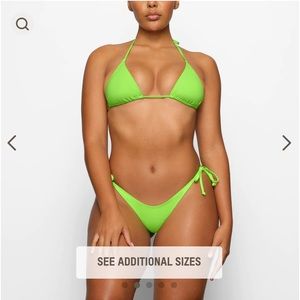 SKIMS Brand New w/ Tags Triangle Top and Micro Tanga Bikini bottoms Neon Green